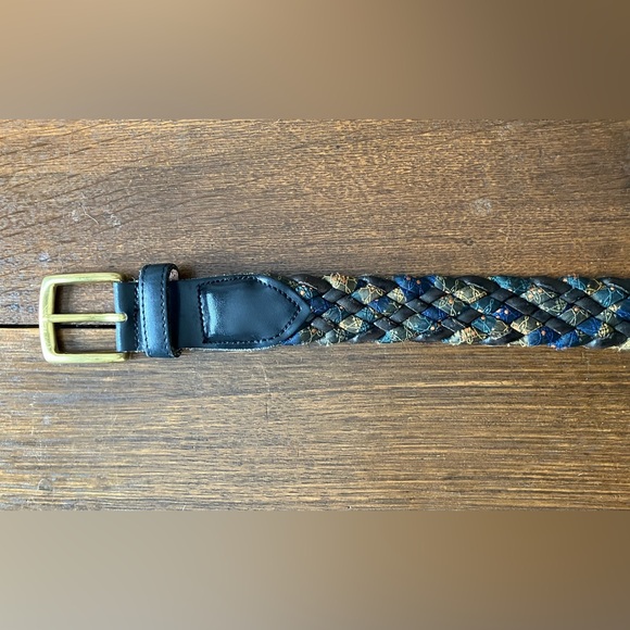 Vintage Accessories - Vintage Leather and Silk Braided Women's Belt in Blue and Gold